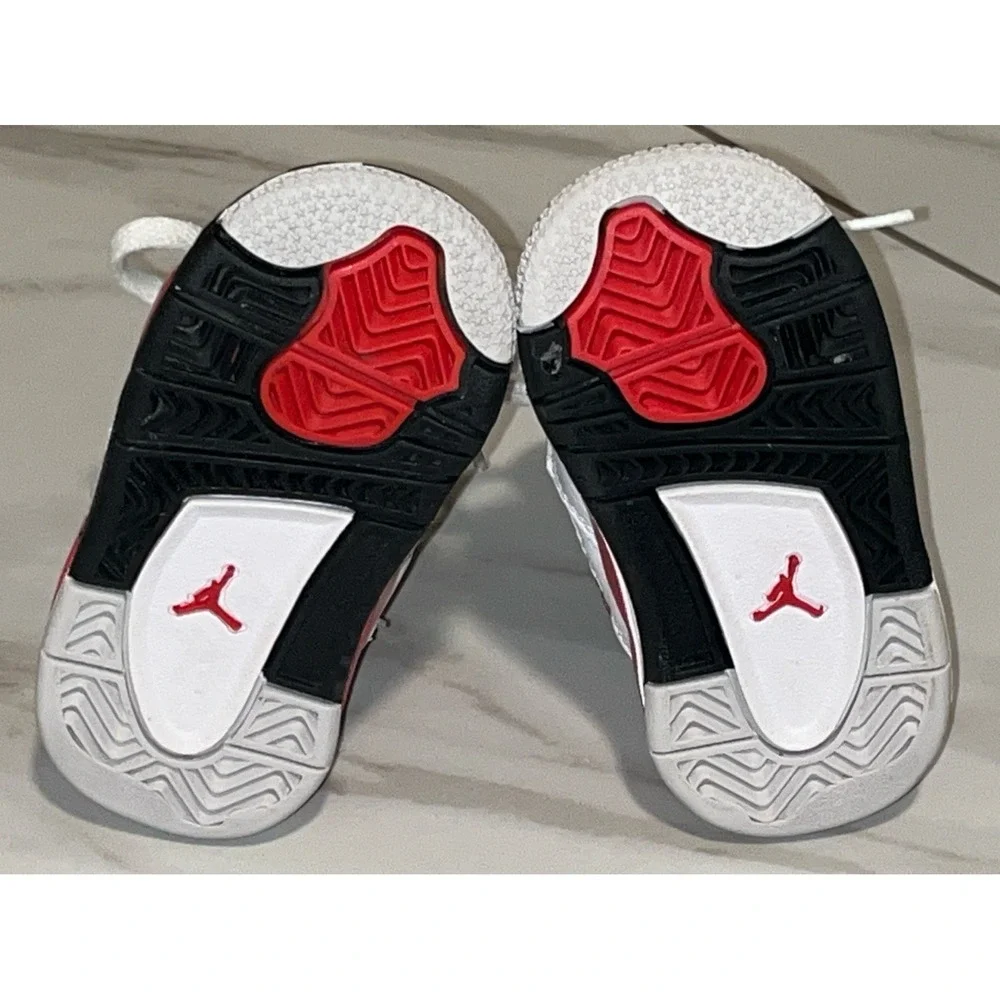 Nike Air Jordan 4 Retro TD Fire Red Toddler Baby Sneakers Size 4C